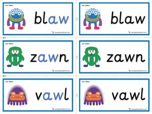 aw' Words Phonics List Spelling Cards