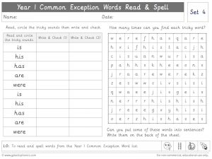 Year 1 CEW Set 4 Read and Spell Worksheet